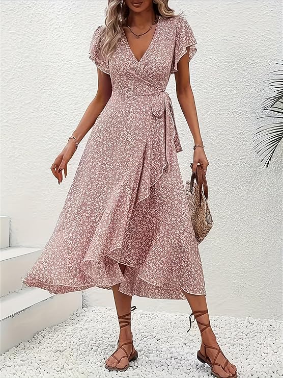 Marta | Floral Wrap Dress with V-Neck