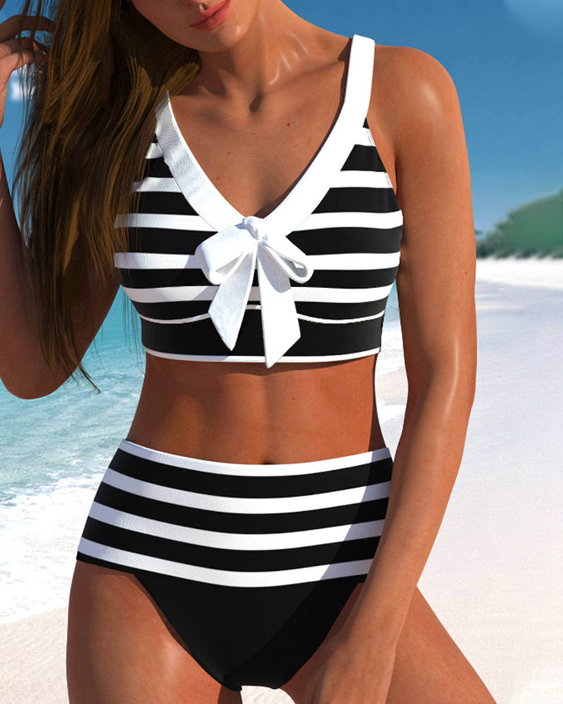 Farah | High-Waisted Striped Bikini