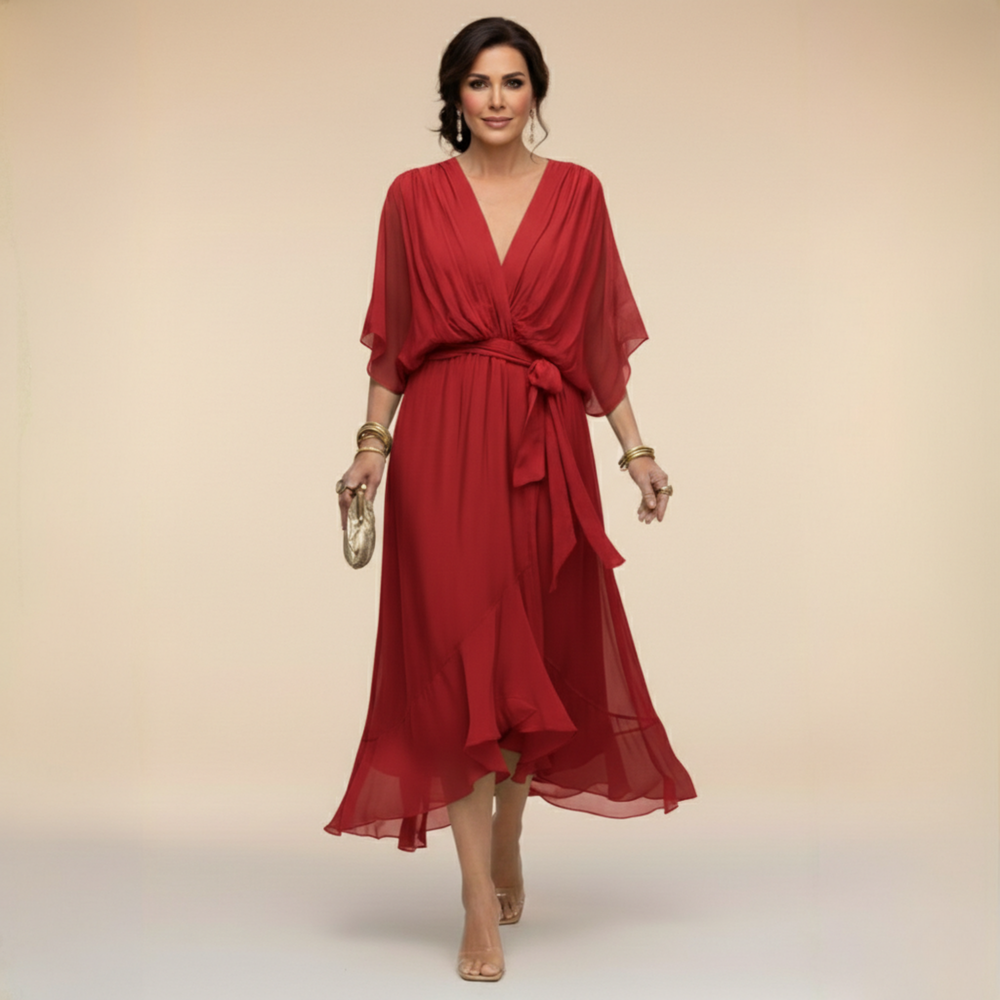 Sarah | Chiffon Dress V-Neck