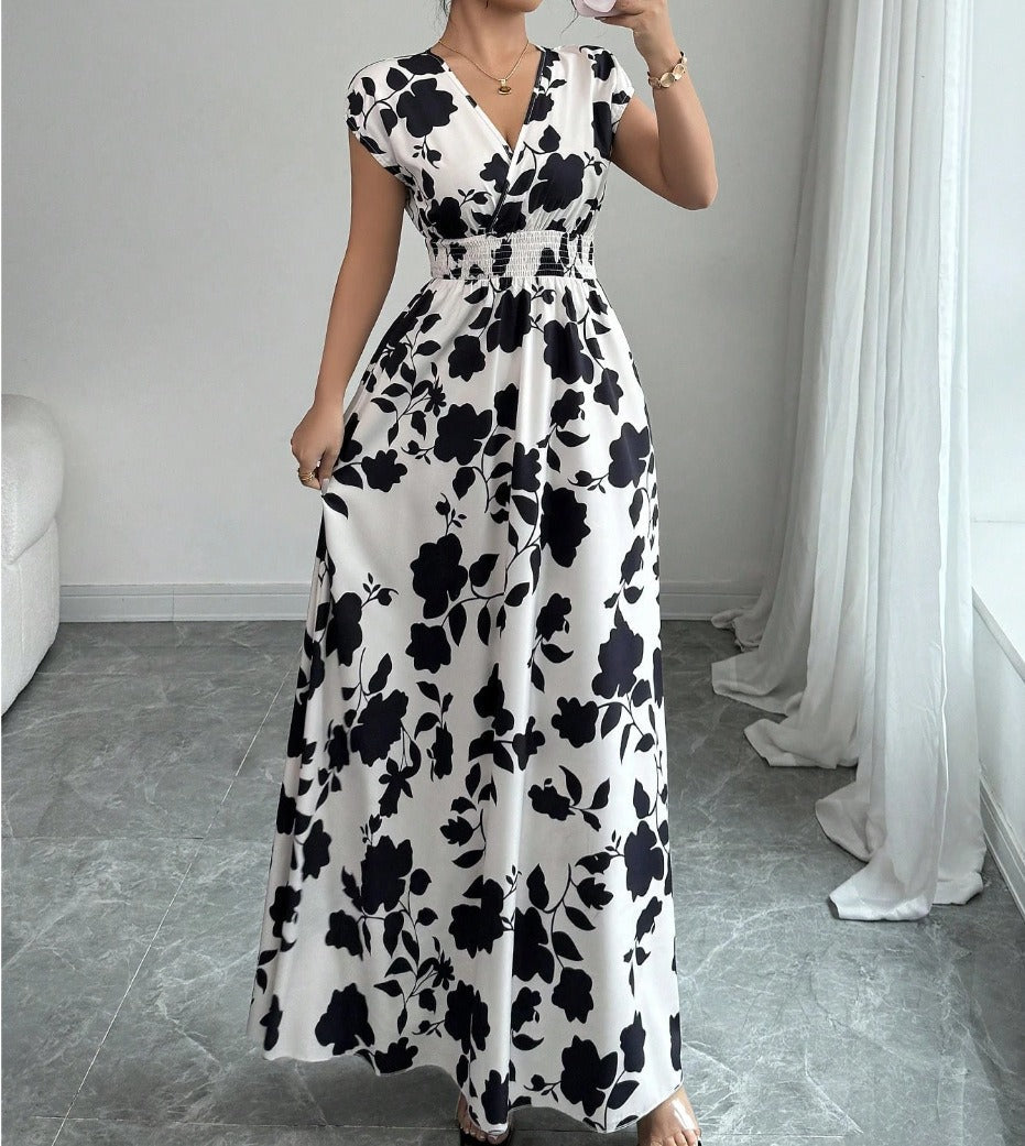 Daniela | Long Floral Dress with V-Neck