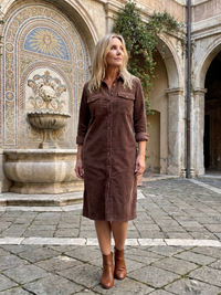 Pema | Long Sleeve Patch Pockets Midi Dress