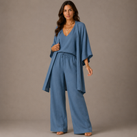 MELANIE- Women's minimalist wide-leg pants three-piece set