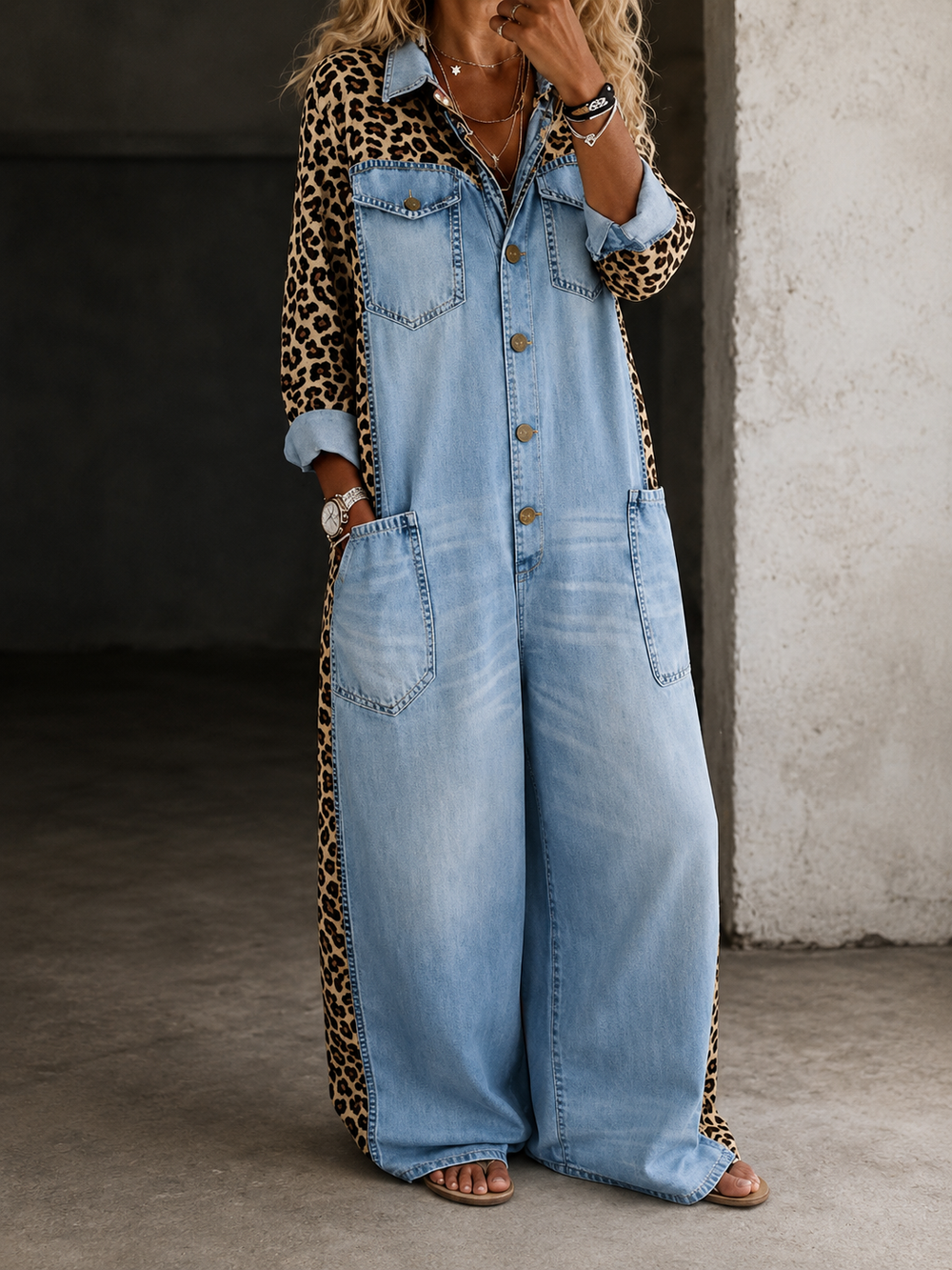 Lyra | Denim Jumpsuit with Print