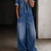 MELODIE | Denim Jumpsuit with Bow Detail