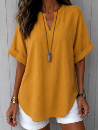 Emma™ – Casual Plain Short Sleeve Blouse