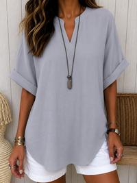 Emma™ – Casual Plain Short Sleeve Blouse