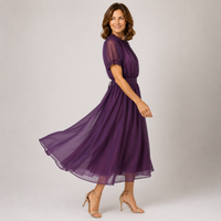 FLAVIA | Maxi Dress with Keyhole Neckline and Chiffon Lace Trim