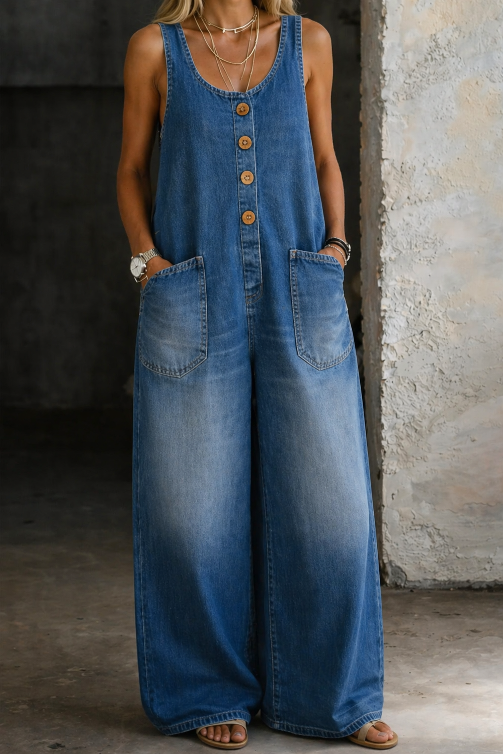 Saylor | Retro Distressed Denim Overalls