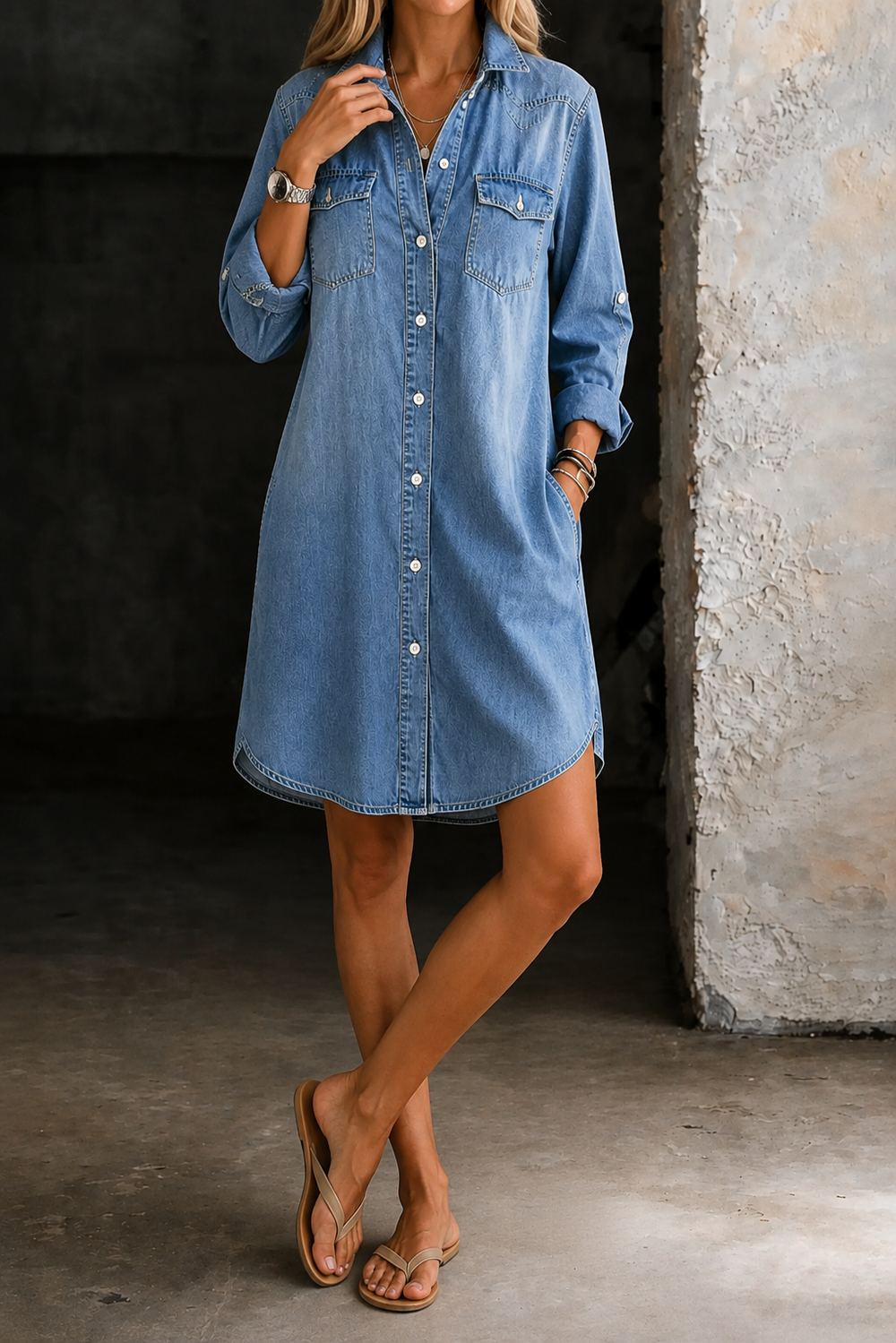 Donna | Chic Casual Denim Shirt Dress