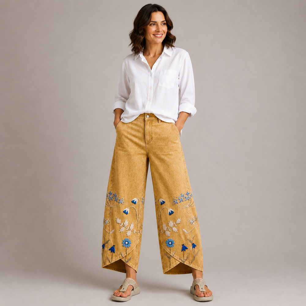 ELODIE | Boho Floral Print Trousers