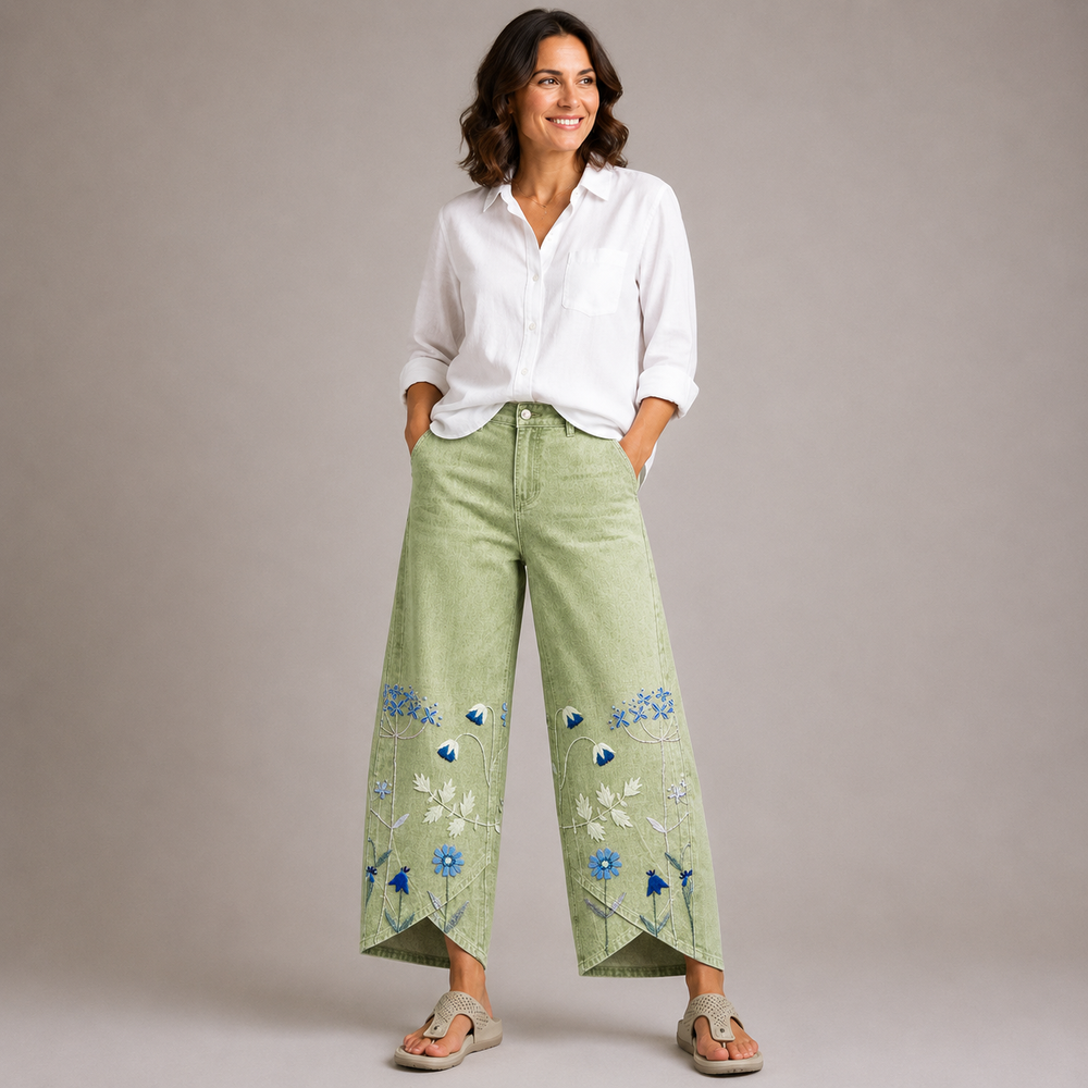 ELODIE | Boho Floral Print Trousers