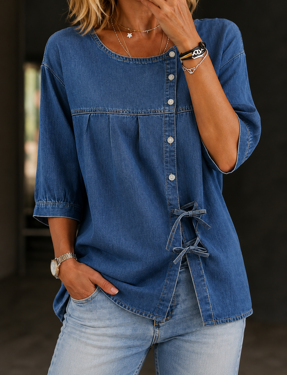 Zara | Denim Top with Buttons