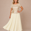 RENATA | Short-Sleeved Dress with Sequin Floral Bodice
