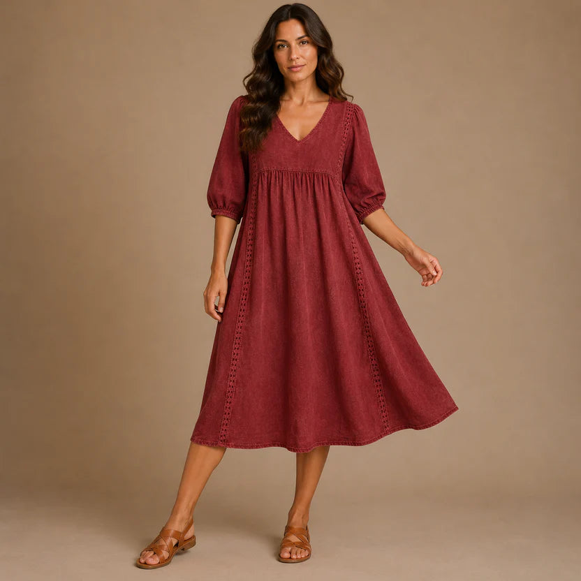 MARGOT | 3/4 Sleeve A Line Maxi Dress