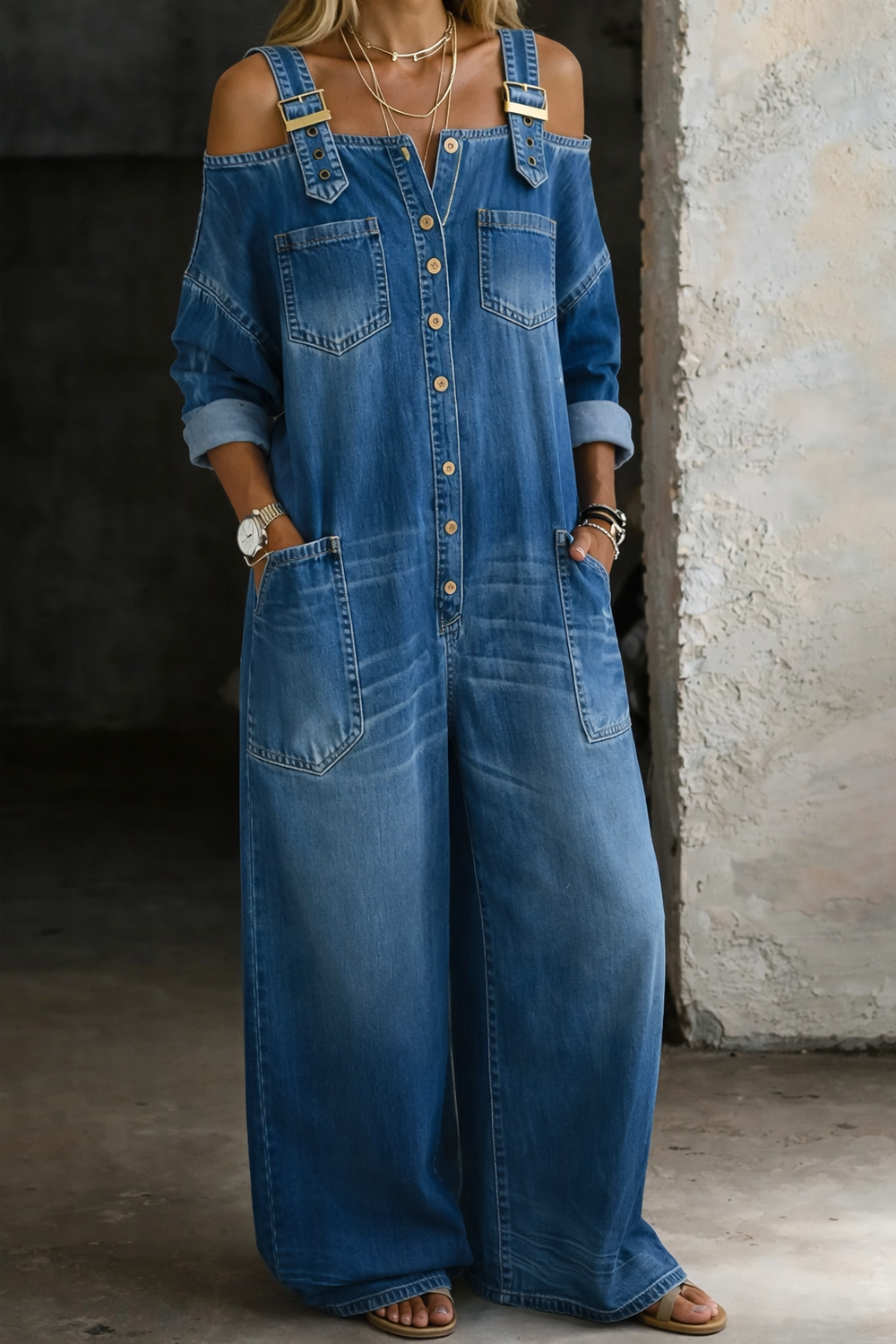 Sophia | Off-Shoulder Denim Romper