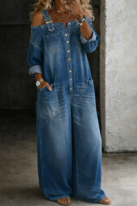 Sophia | Off-Shoulder Denim Romper