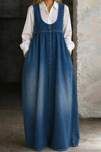 Veronica | Relaxed Fit Denim Vest Dress