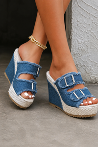 Atelier | Wedge Sandals with Frayed Edges