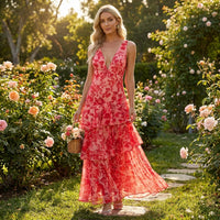 Maya | Long Floral Dress with Ruffles