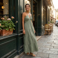 Julia | Long dress with halter neck and open back