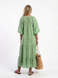 ALIANA | V Neck Patterned Midi Dress