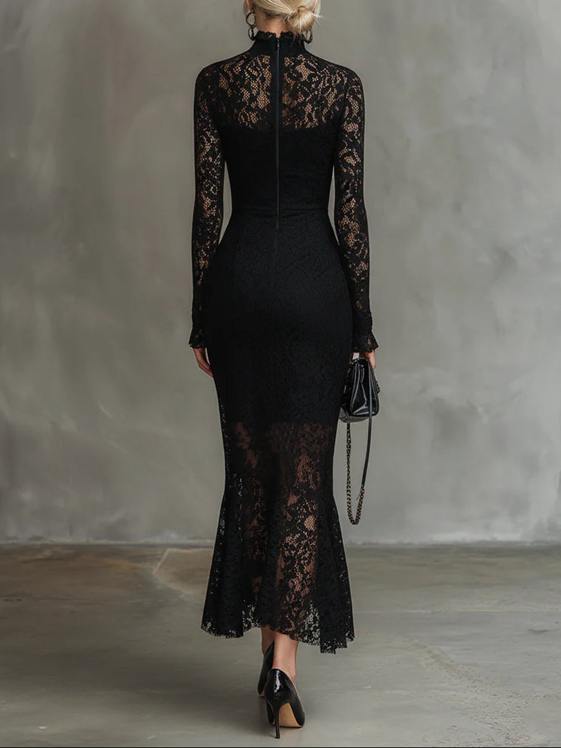 Julia | Long Black Lace Dress