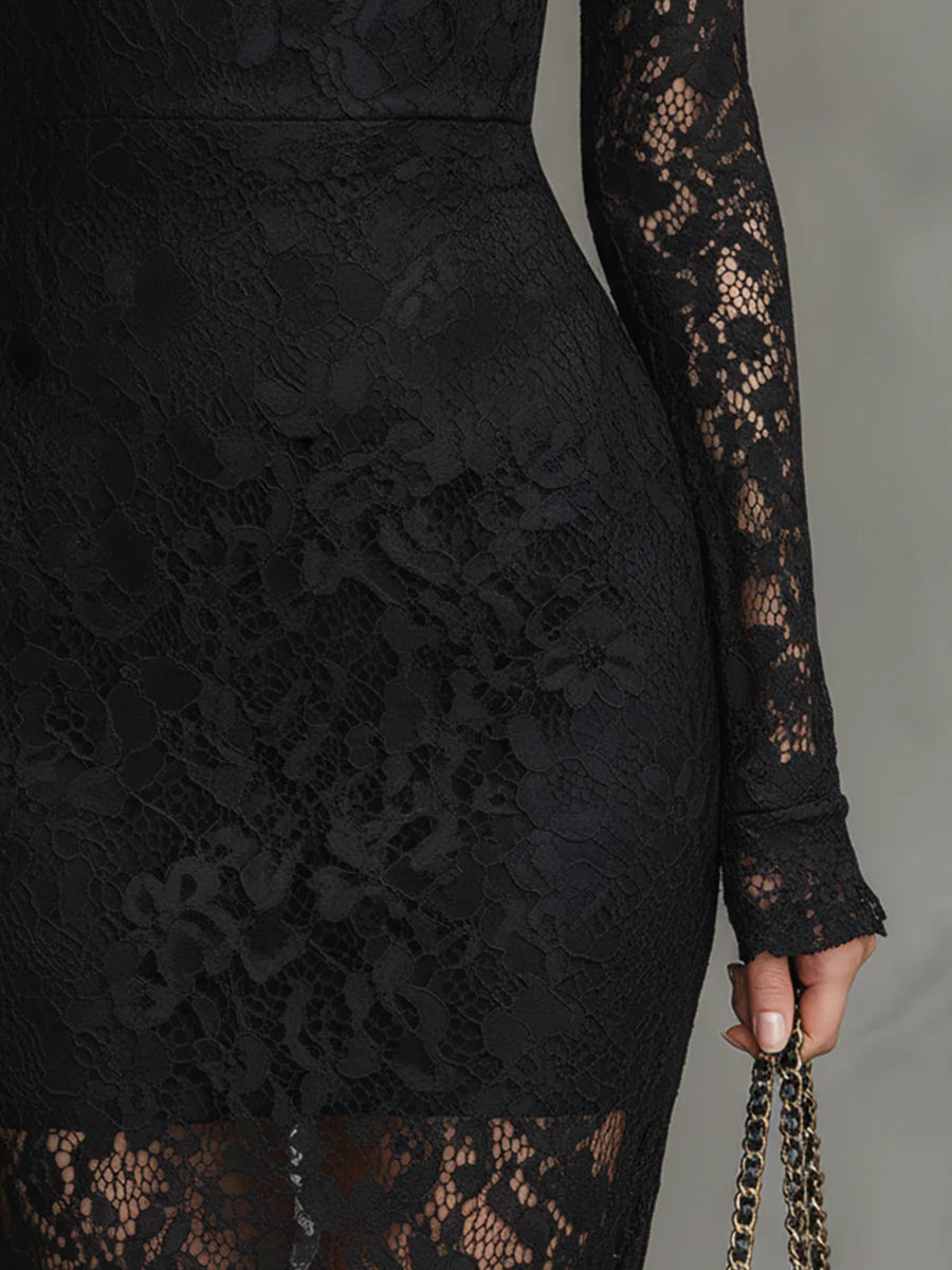 Julia | Long Black Lace Dress