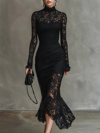Julia | Long Black Lace Dress