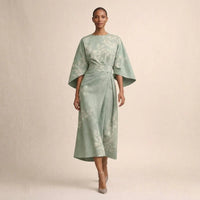 CLEMENTINE | Floral Midi with Sculpted Waist and Airy Elegance