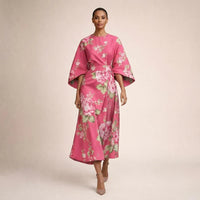 CLEMENTINE | Floral Midi with Sculpted Waist and Airy Elegance