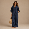 MARIBEL | Linen Batwing Sleeves and Wide-leg Trousers