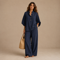 MARIBEL | Linen Batwing Sleeves and Wide-leg Trousers