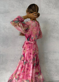 ZOEY | Lively Floral Wrap Dress with Flattering Tiered Silhouette