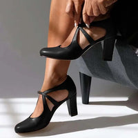 CAMILLE  | Elegant Genuine Leather Comfort Heels