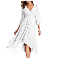 VITTORIA | Elegant dress with asymmetrical hem and flowing sleeves. Refined look for any occasion