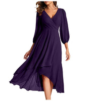 VITTORIA | Elegant dress with asymmetrical hem and flowing sleeves. Refined look for any occasion