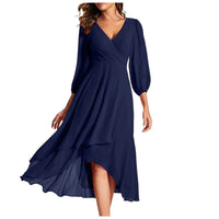 VITTORIA | Elegant dress with asymmetrical hem and flowing sleeves. Refined look for any occasion