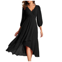 VITTORIA | Elegant dress with asymmetrical hem and flowing sleeves. Refined look for any occasion