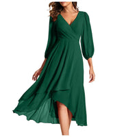 VITTORIA | Elegant dress with asymmetrical hem and flowing sleeves. Refined look for any occasion