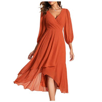 VITTORIA | Elegant dress with asymmetrical hem and flowing sleeves. Refined look for any occasion