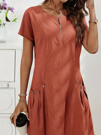 MARIELLA | Summer dress with elegant zipper, practical pockets, and daily comfort