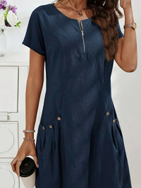 MARIELLA | Summer dress with elegant zipper, practical pockets, and daily comfort