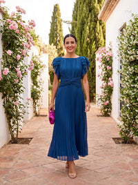 Seraphina | Elegant Pleated Maxi Dress with Tied Waist