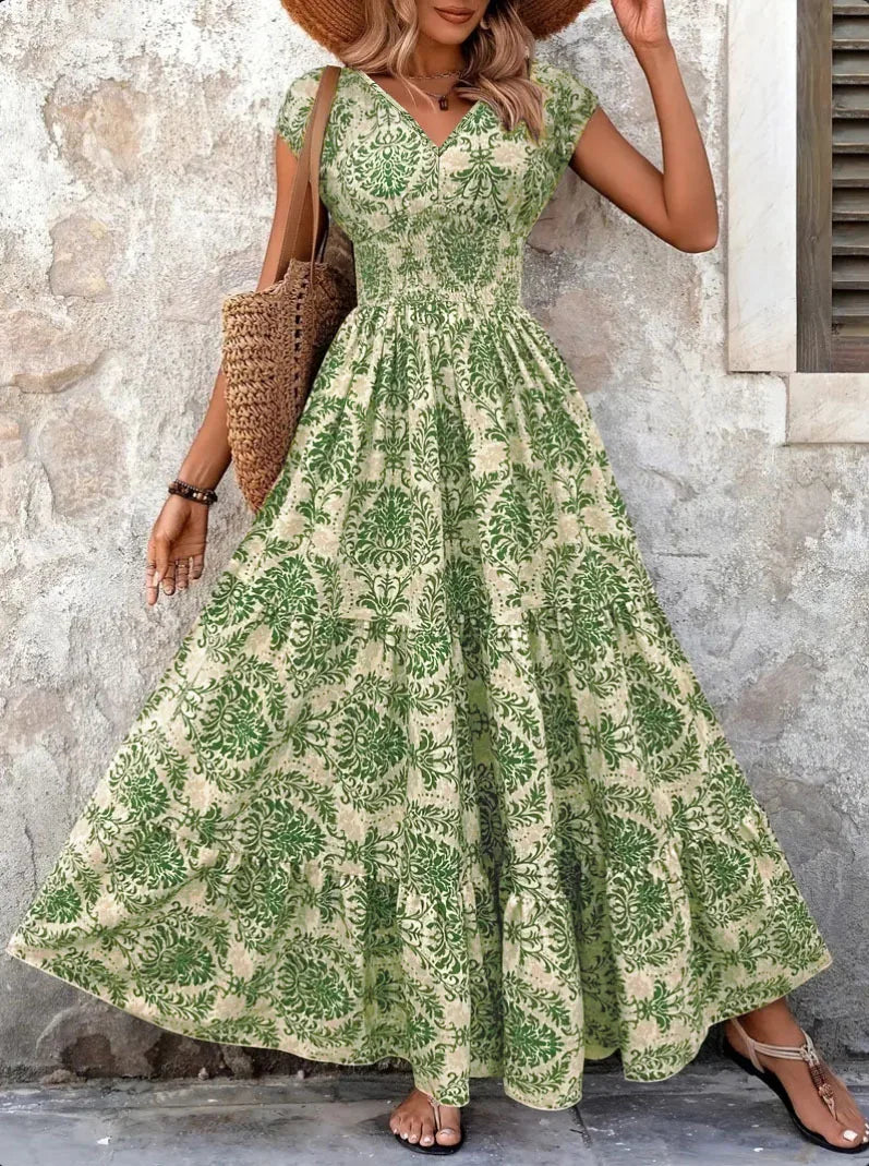 Lorena | Baroque maxi dress with V-neck