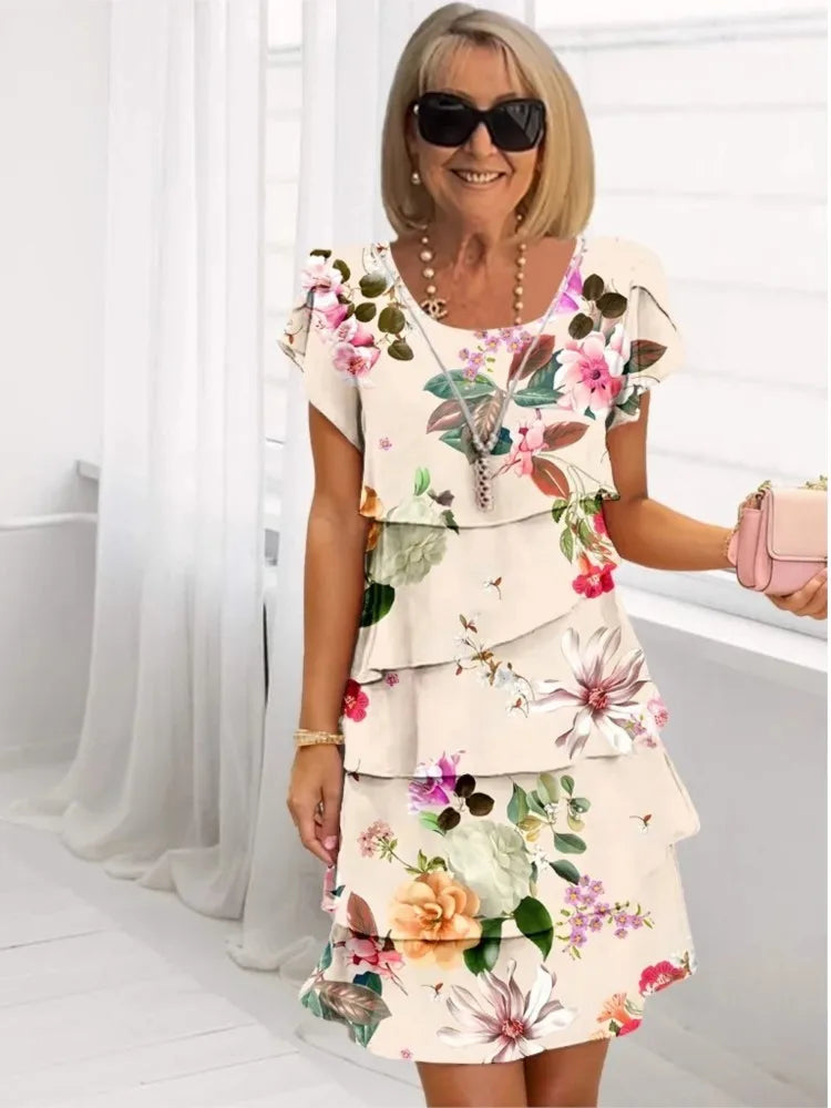 Camille | Elegant, flowing white dress with ruffles