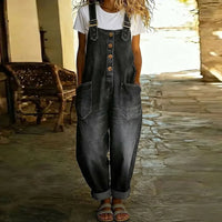 Carmen - Soft Cotton Denim Vintage Overalls with Adjustable Straps
