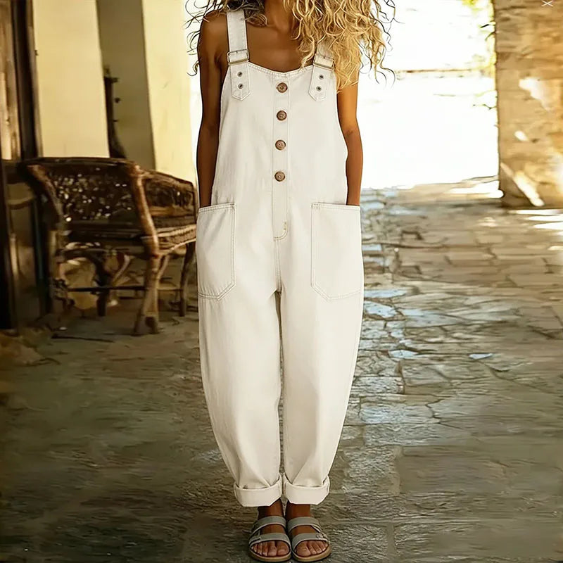 Carmen - Soft Cotton Denim Vintage Overalls with Adjustable Straps