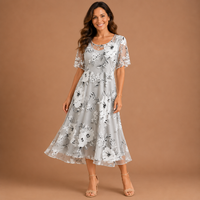 SERAPHINA | Floral Mesh Midi Dress
