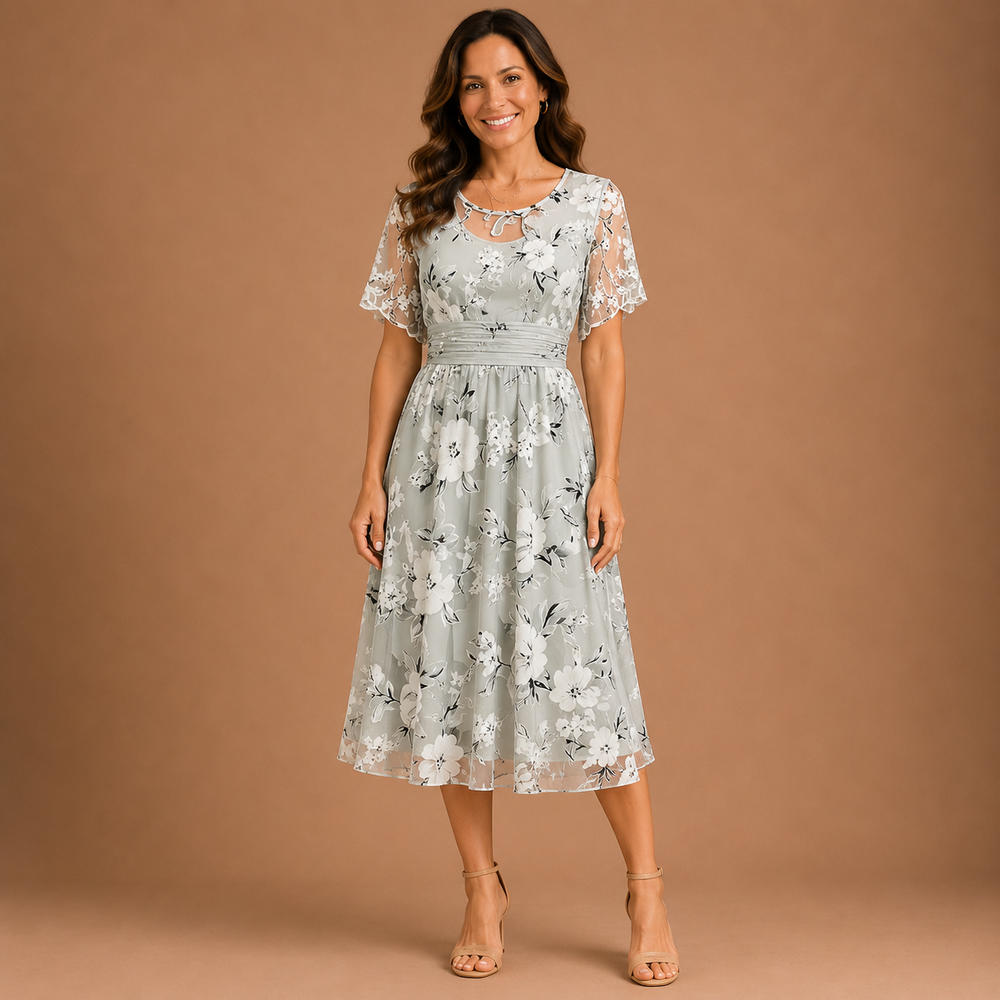 SERAPHINA | Floral Mesh Midi Dress