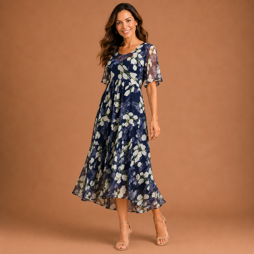 SERAPHINA | Floral Mesh Midi Dress